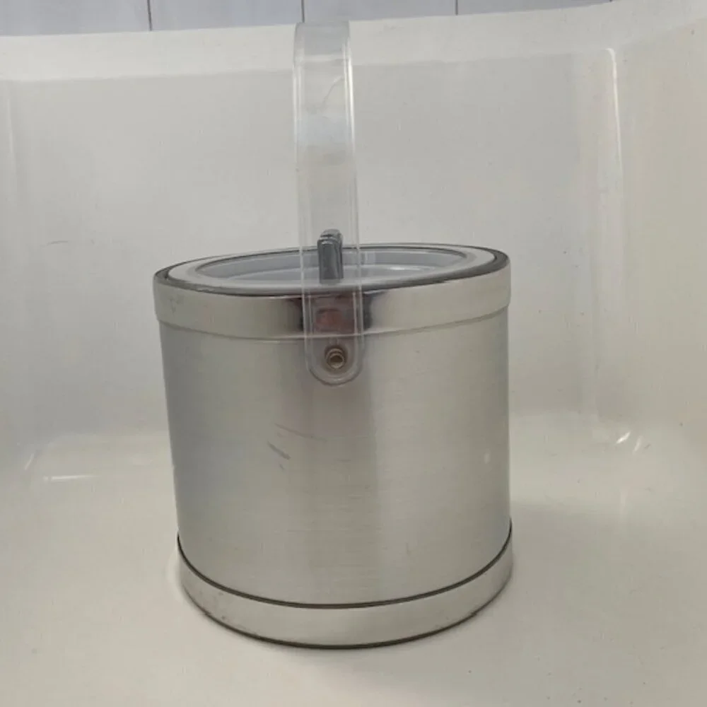 Mid Century Georges Briard Ice Bucket Brushed Silver Barware MCM